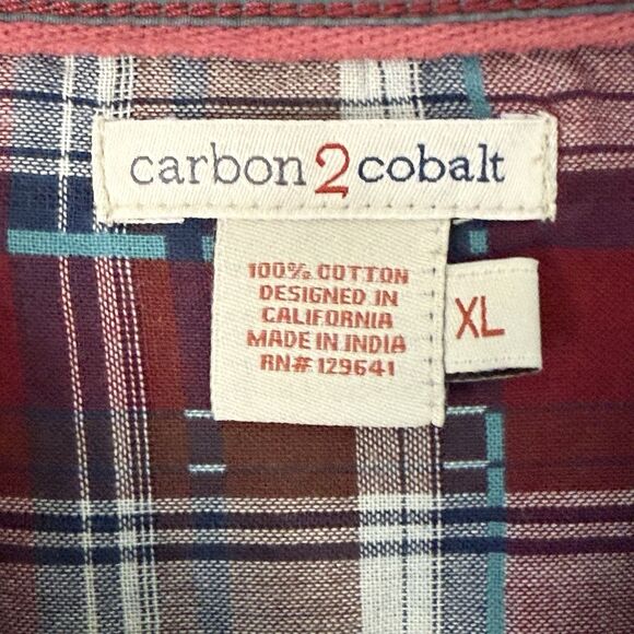 Carbon2Cobalt Mens Shirt XL Teal Blue Button Up Long Sleeve Cotton Light Flannel - Picture 5 of 10